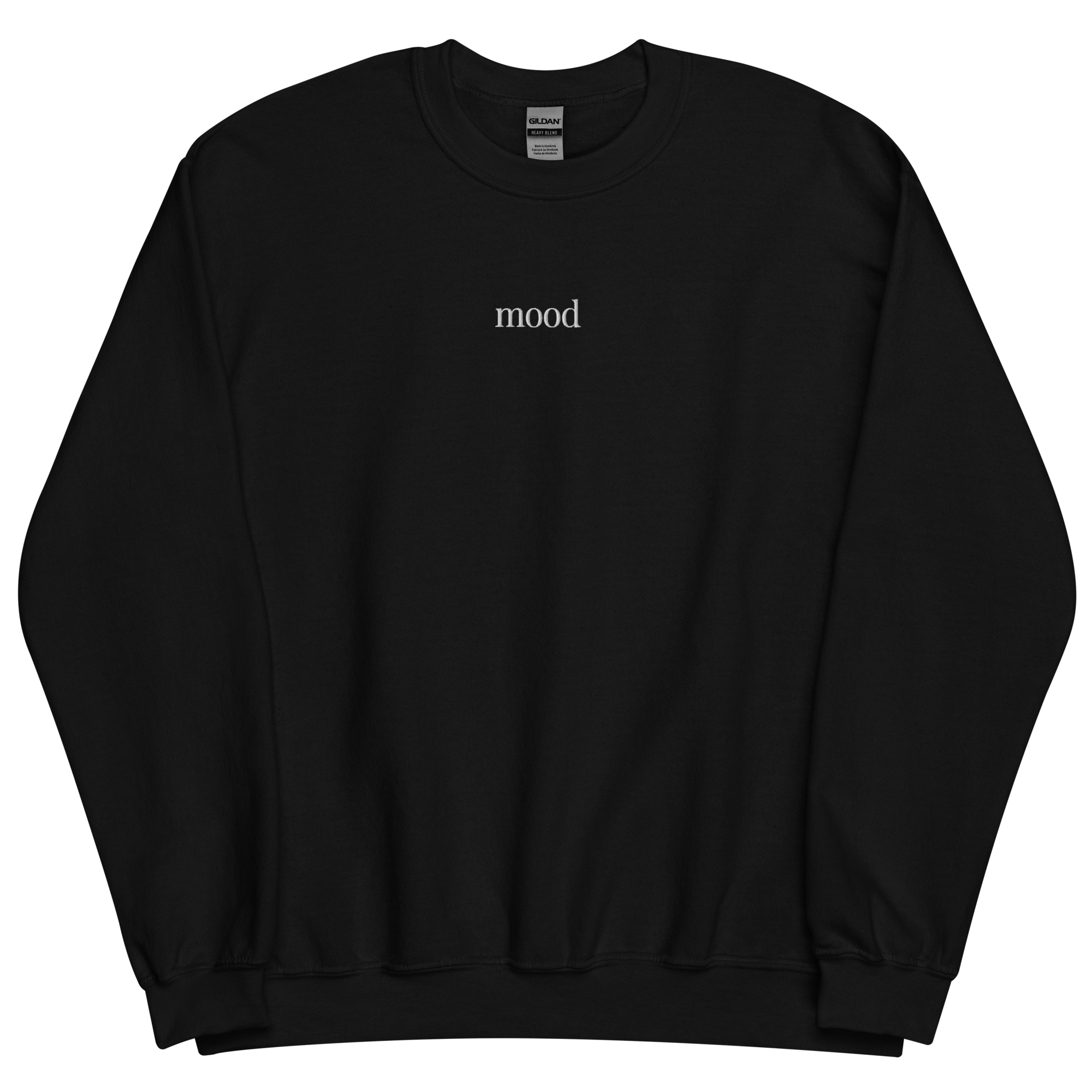 MOOD EMBROIDERED CREW NECK PULL OVER- BLACK